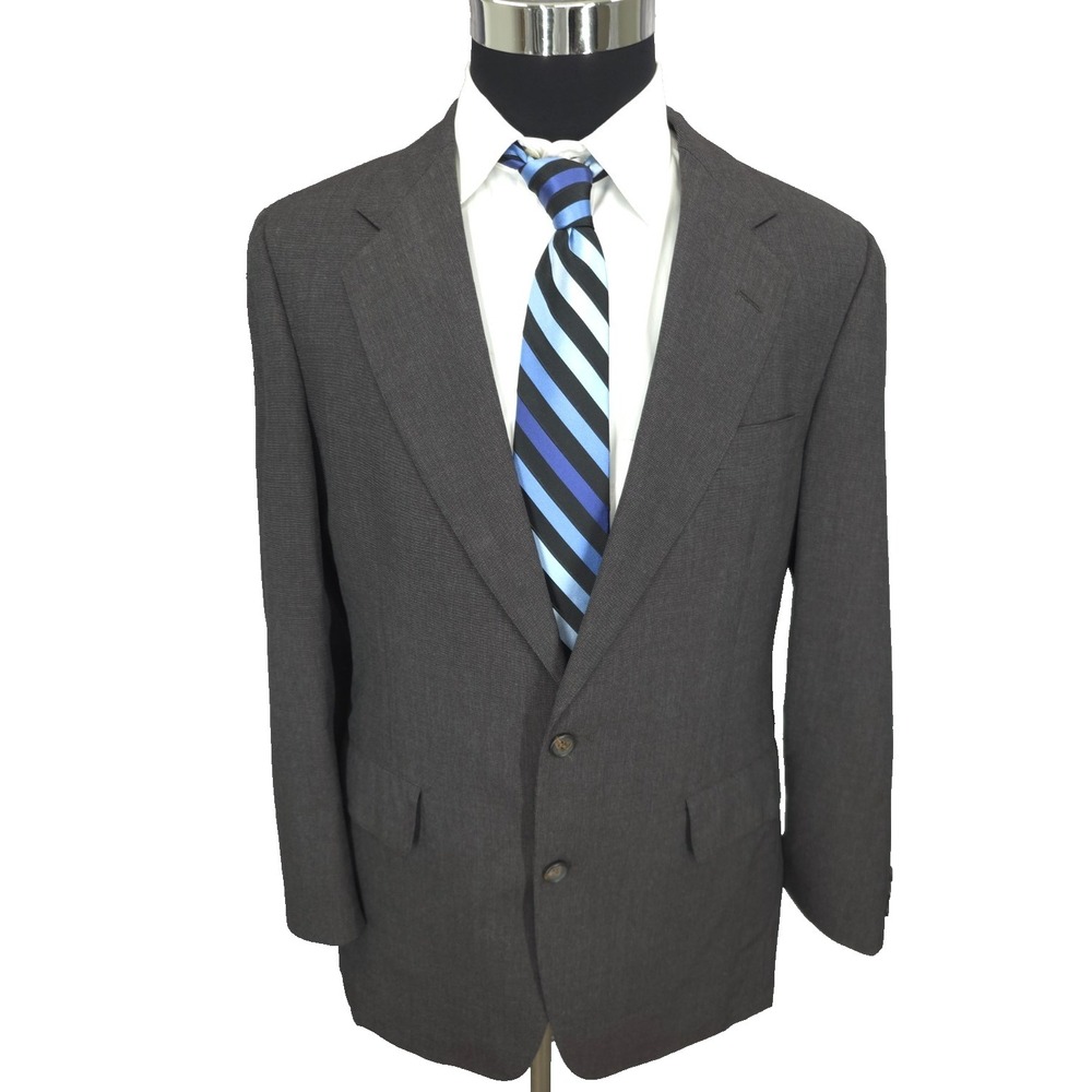 Jos A Bank Blazer Mens 40 Gray Sports Coat Jacket 2 Buttons Vent Wool Vtg USA